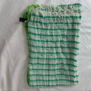 American Eagle White/Green Striped Scarf